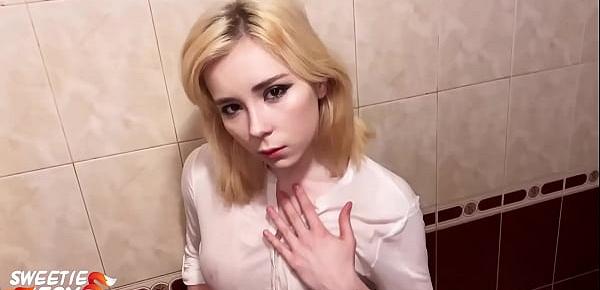  Teen in Wet Shirt Fingering Pussy and Deepthroat Cock in the Shower
